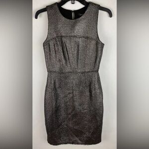 Banana Republic Womens Dress 2 Silver Sheath Sleeveless Lined Knit Trim
